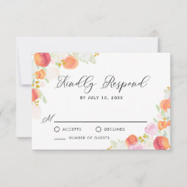 Aquarellpfirsiche und Blume Frühjahr RSVP Karte