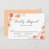 Aquarellpfirsiche und Blume Frühjahr RSVP Karte (Vorne/Hinten)