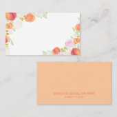 Aquarellpfirsiche und Blume Platzkarte (Vorne/Hinten)