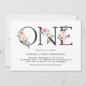 Aquarellpfirsichfarben Blume Blumenbeere Erster Ge Einladung (Vorderseite)