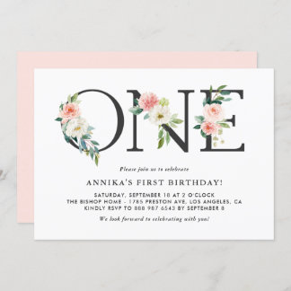 Aquarellpfirsichfarben Blume Blumenbeere Erster Ge Einladung