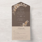 Aquarellpfirsichfarben Blume verdreifachen Hochzei All In One Einladung (Innen Boden)