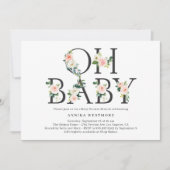 Aquarellpfirsichfarben Blumenbriefe Kinderdusche B Einladung (Vorderseite)