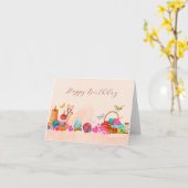 Aquarellpfirsichnähte Kunst Geburtstag Karte (Gelbe Blume)