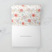 Aquarellpfirsichpfirsiche und Gold Blätter Geburts Karte (Innenseite)