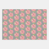 Aquarellpflanze auf Streifen Geschenkpapier Set (Vorderseite 3)