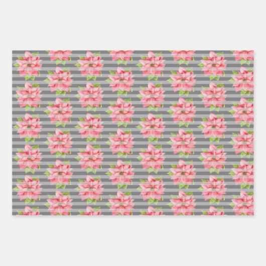 Aquarellpflanze auf Streifen Geschenkpapier Set (Vorderseite 3)