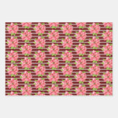 Aquarellpflanze auf Streifen Geschenkpapier Set (Vorderseite 2)