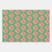 Aquarellpflanze auf Streifen Geschenkpapier Set (Vorderseite)