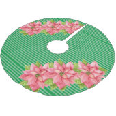 Aquarellpflanze auf Streifen Polyester Weihnachtsbaumdecke (Schrägansicht)