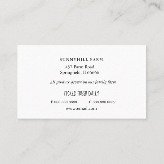 Aquarellpflanze auf weißer Visitenkarte (Rückseite)