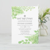Aquarellpflanze Foliage Bat Mitzvah Einladung (Stehend Vorderseite)