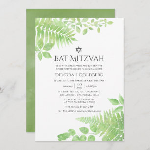 Aquarellpflanze Foliage Bat Mitzvah Einladung