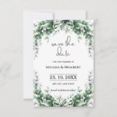 Aquarellpflanze Foliage Eukalyptus Wreath Save The Date (Vorderseite)
