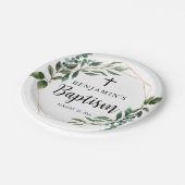 Aquarellpflanze Gold Taufen Papierplatte Pappteller (Schrägansicht)