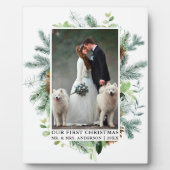 Aquarellpflanze Pine Unser erstes Weihnachtsfest F Fotoplatte (Vorderseite)