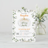 Aquarellpflanze Pumpkin 1. Geburtstag Einladung (Stehend Vorderseite)