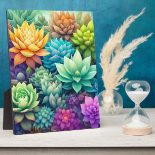 Aquarellpflanze Succulents Collage Fotoplatte
