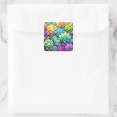 Aquarellpflanze Succulents Collage Quadratischer Aufkleber (Tasche)