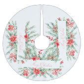 Aquarellpflanze und Grünpflanzen Polyester Weihnachtsbaumdecke (Vorderseite)