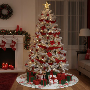 Aquarellpflanze und Grünpflanzen Polyester Weihnachtsbaumdecke