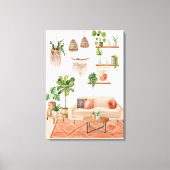 Aquarellpflanzen im Bohemischen Haus Leinwanddruck (Vorderseite)