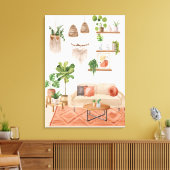 Aquarellpflanzen im Bohemischen Haus Leinwanddruck (Insitu (Wohnzimmer))