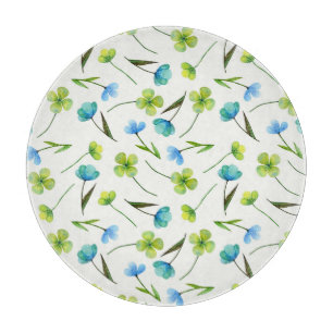 Aquarellpflanzen: Nahtloses florales Muster. Schneidebrett