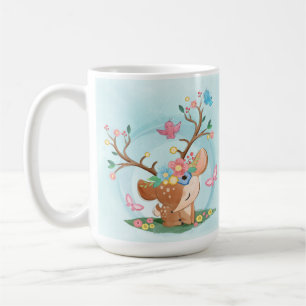 Aquarellpflanzen, Vögel, Schmetterlinge Kaffeetasse