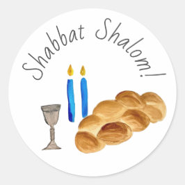 Aquarellpflaster-Shalom-Sticker Runder Aufkleber