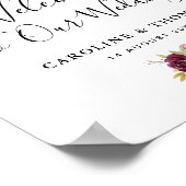 Aquarellpflaume lila Blütenhochzeit Begrüßung Poster (Ecke)