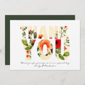 Aquarellpfropfen DANK IHNEN Red Orange Dankeskarte (Vorne/Hinten)