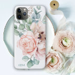 Aquarellpfropfen und Rose mit Ihrer Monogramm Case-Mate iPhone Hülle<br><div class="desc">Dieses wunderschöne, feminine Design in einer sanften Farbpalette aus Rosa, Beige, Grün und Blau-Grün besticht durch einen Bouquet aus Pfefferkuchen und Rose mit Eukalyptus und nachfolgender Vegetation. Eine Textvorlage ist für die Personalisierung dieses Falls mit den Monogramminitialen enthalten. Sie können auch die Beispielinitialen aus der Entwurfsvorlage löschen, wenn Sie den...</div>