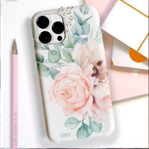 Aquarellpfropfen und Rose mit Ihrer Monogramm Case-Mate iPhone 14 Pro Max Hülle