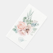 Aquarellpfropfen und Rose mit Ihrer Monogramm Serviette (Ecke)