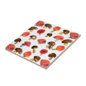 Aquarellpilze Niedliches Fallmuster Fliese (Seite)