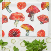 Aquarellpilze Niedliches Fallmuster Geschirrtuch (Gefaltet)