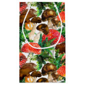 Aquarellpilze und grünes Farnmuster Kleine Geschenktüte (Rückseite)