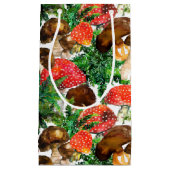 Aquarellpilze und grünes Farnmuster Kleine Geschenktüte (Vorderseite)