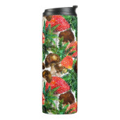 Aquarellpilze und grünes Farnmuster Thermosbecher (Nach links gedreht)