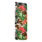 Aquarellpilze und grünes Farnmuster Thermosbecher (Nach rechts gedreht)