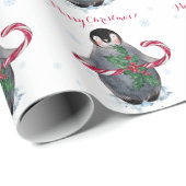Aquarellpinguin Frohe Weihnachten Geschenkpapier (Rolleneckpunkt)