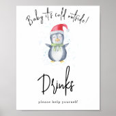 Aquarellpinguin - Getränke Poster (Vorne)