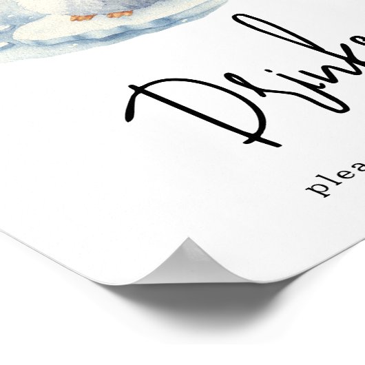 Aquarellpinguin - Getränke Poster (Ecke)