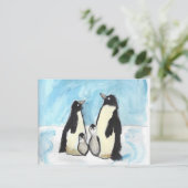 Aquarellpinguin-Kinder Kunst Postkarte (Stehend Vorderseite)