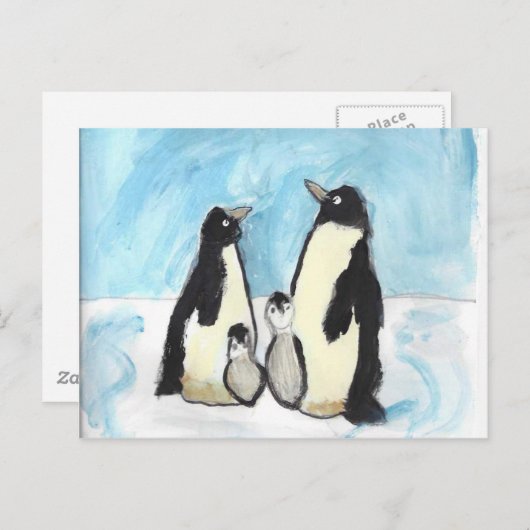 Aquarellpinguin-Kinder Kunst Postkarte (Vorne/Hinten)