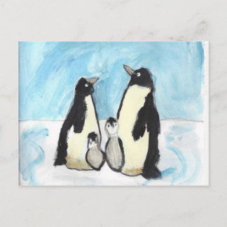 Aquarellpinguin-Kinder Kunst Postkarte