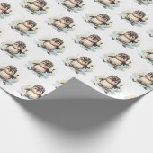 Aquarellpinguin Skifahren auf Schnee Geschenkpapier (Ecke)