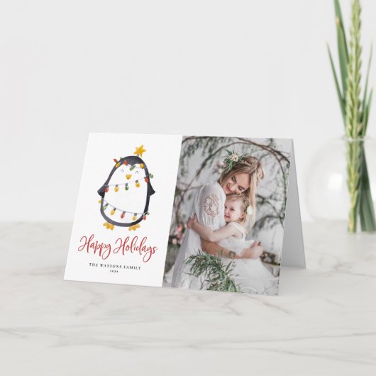 Aquarellpinguin Snowglobe Foto Weihnachten (Vorderseite)