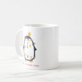 Aquarellpinguin und Weihnachtsbeleuchtung Urlaub Kaffeetasse (Vorderseite Links)